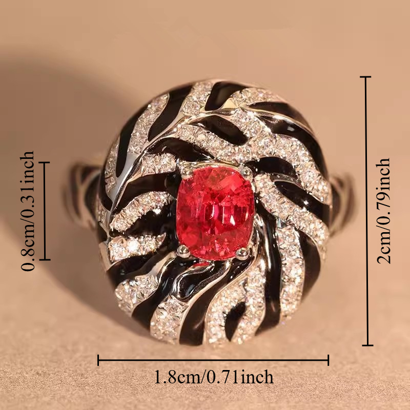 Vintage High-End Red Synthetic Zirconia Oval Ring